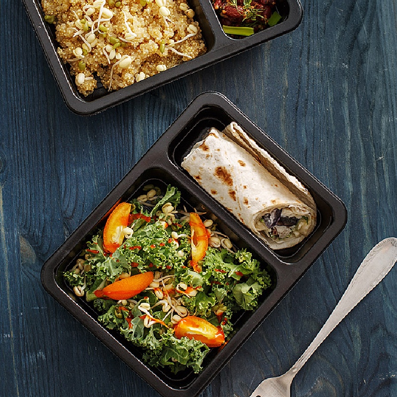 товар Контейнер 2-х секционный PP, черный, 190*144*45 мм, 245+555 мл, серия К-190 PLK43965